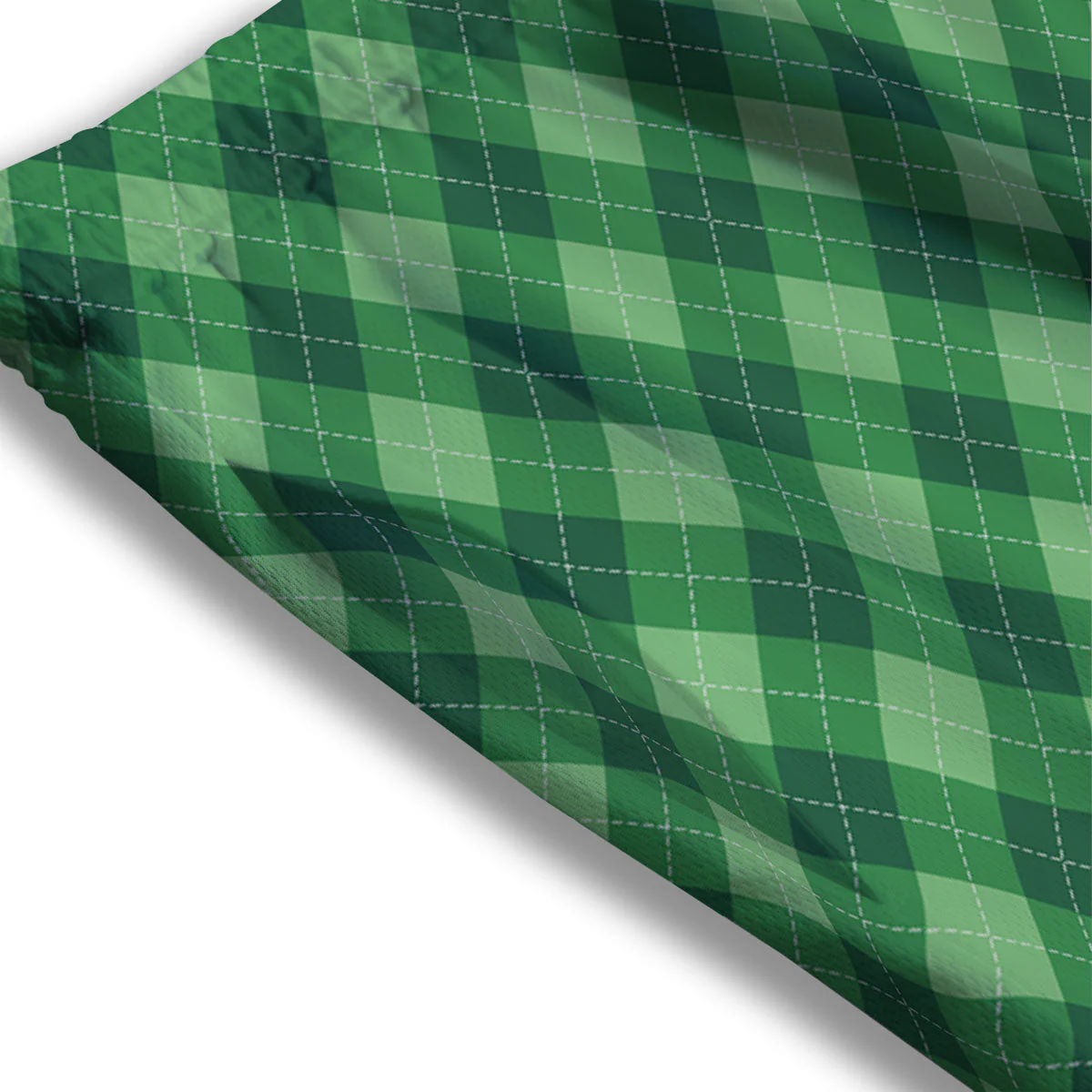 Argyle Forest Green Print Pattern Mesh Shorts - Image 3