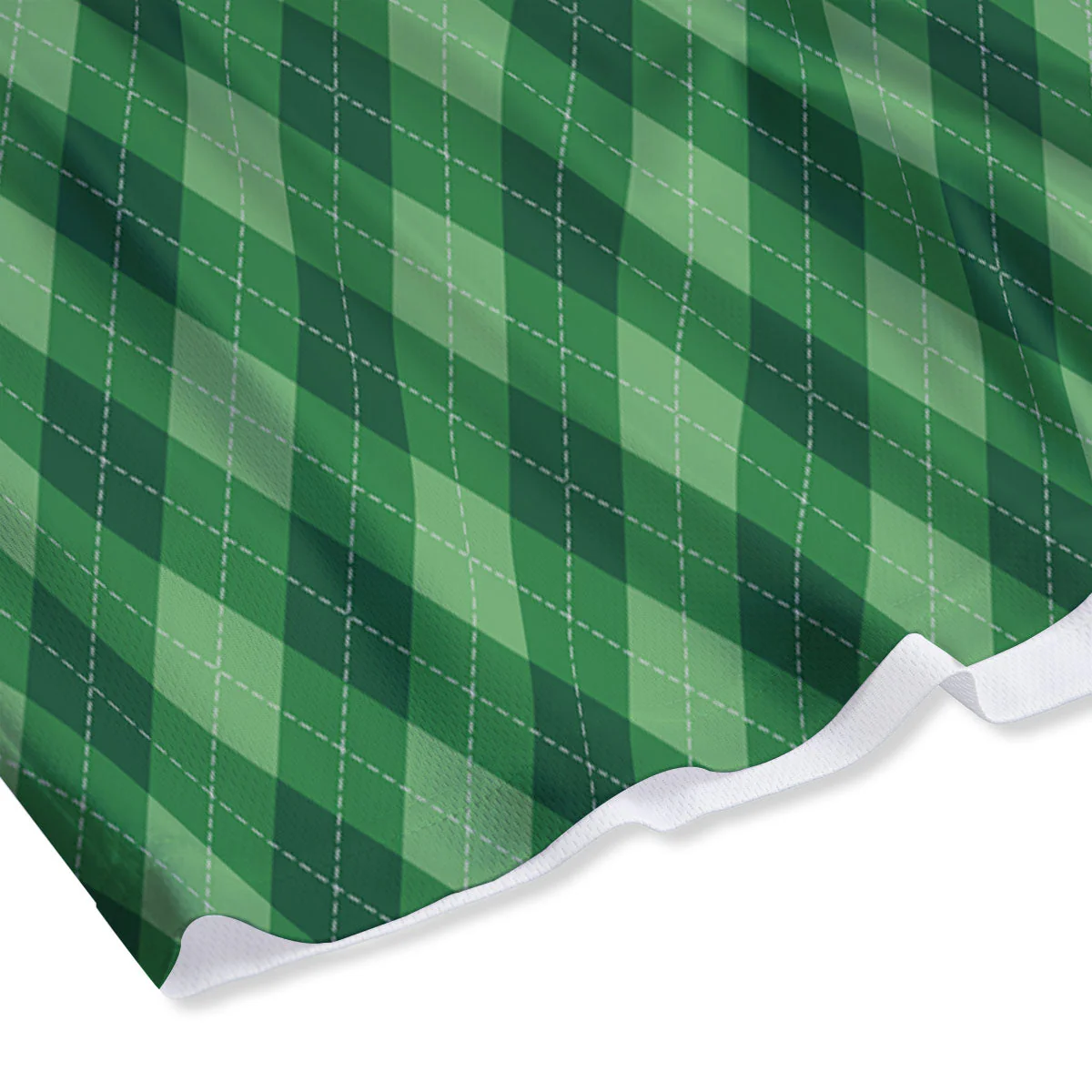 Argyle Forest Green Print Pattern Mesh Shorts - Image 4