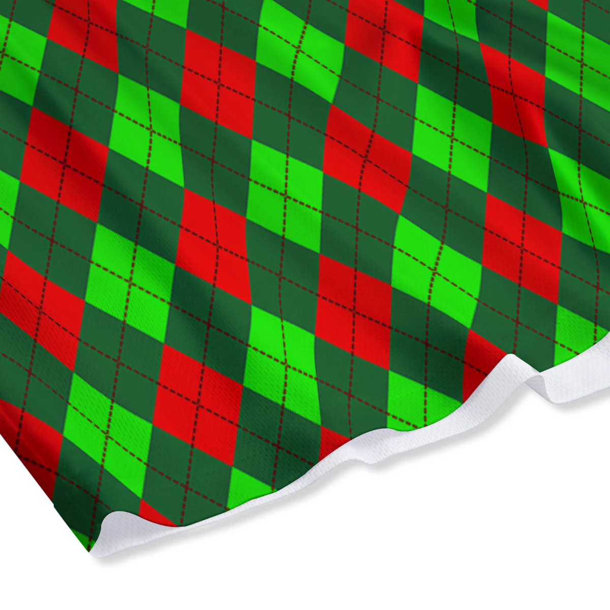 Argyle Green And Red Print Pattern Mesh Shorts - Image 4