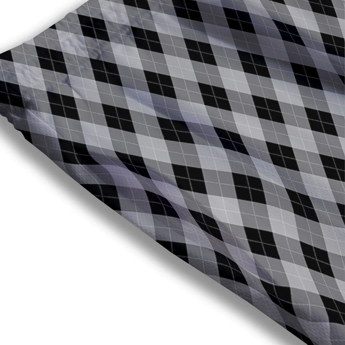 Argyle Grey And Black Print Pattern Mesh Shorts - Image 3