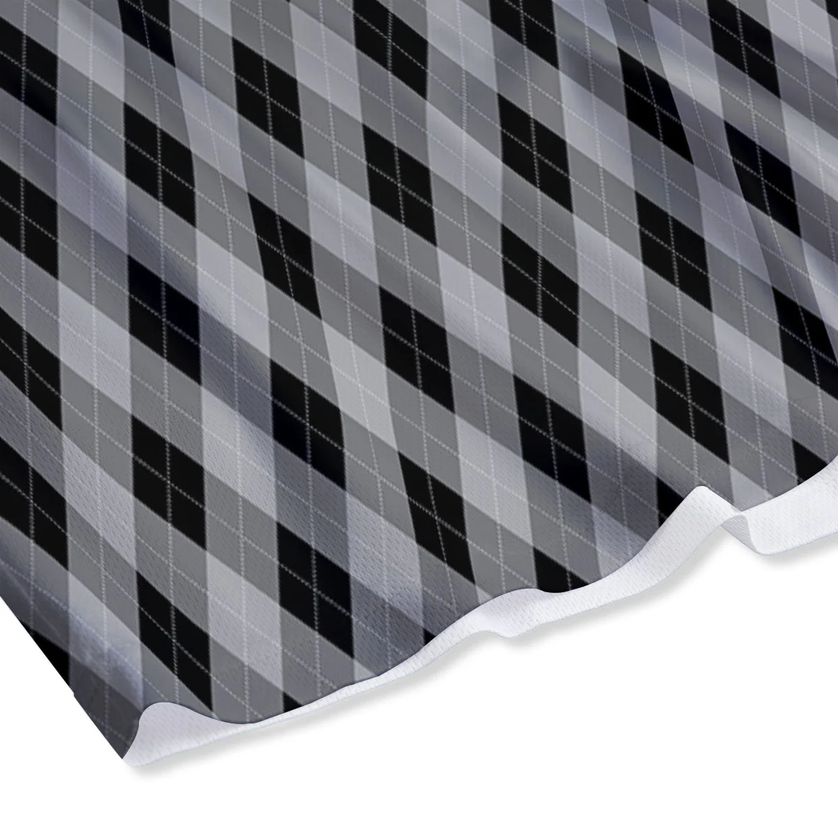 Argyle Grey And Black Print Pattern Mesh Shorts - Image 4