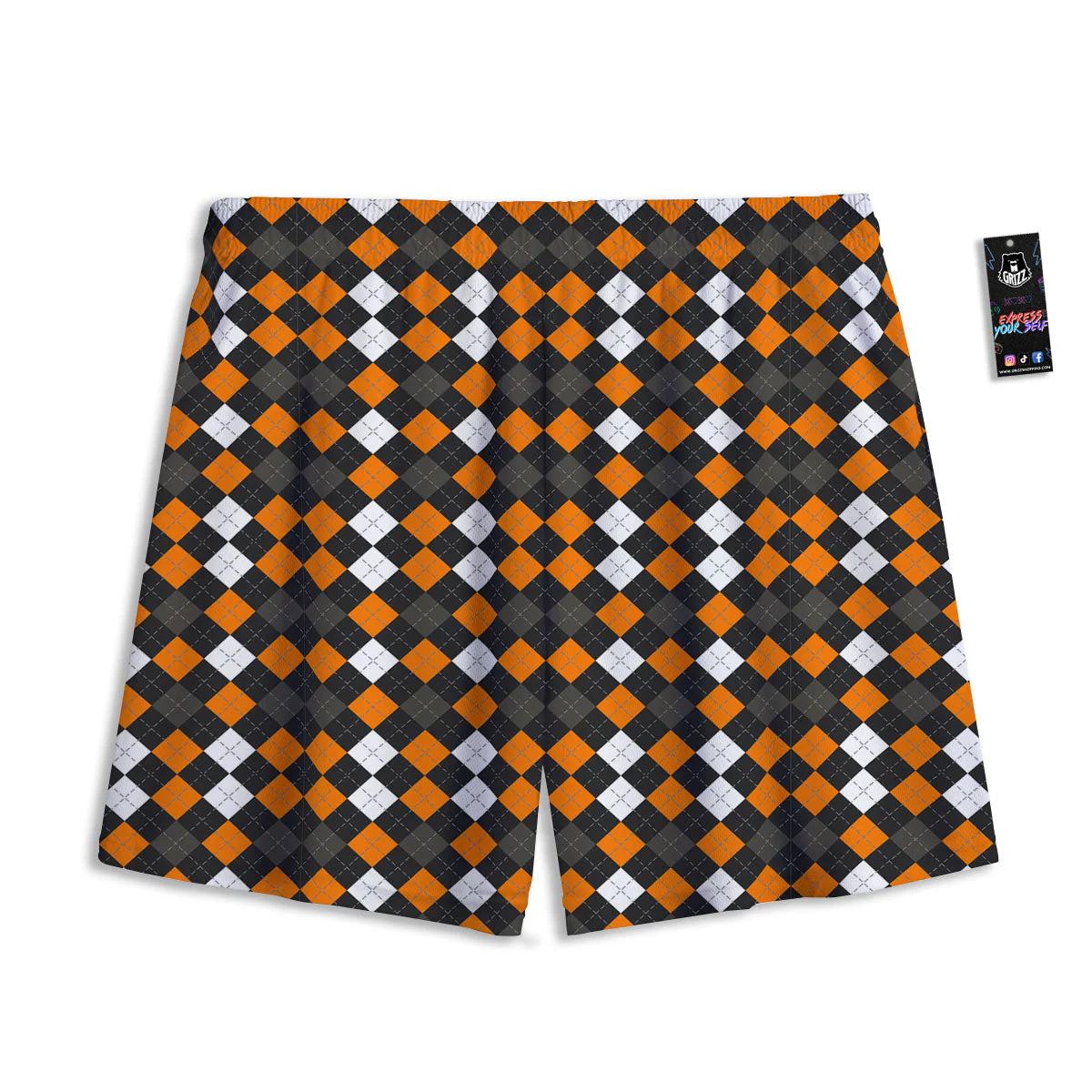 Argyle Halloween Print Pattern Mesh Shorts - Image 2
