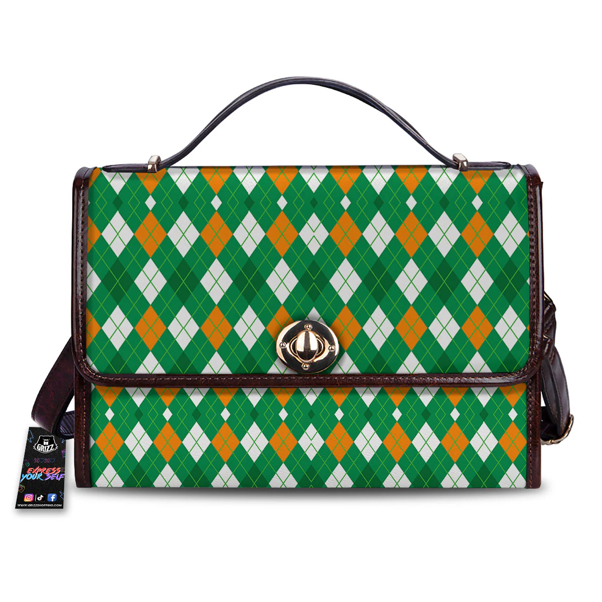 Argyle Irish Print Pattern Women's Satchel Bag