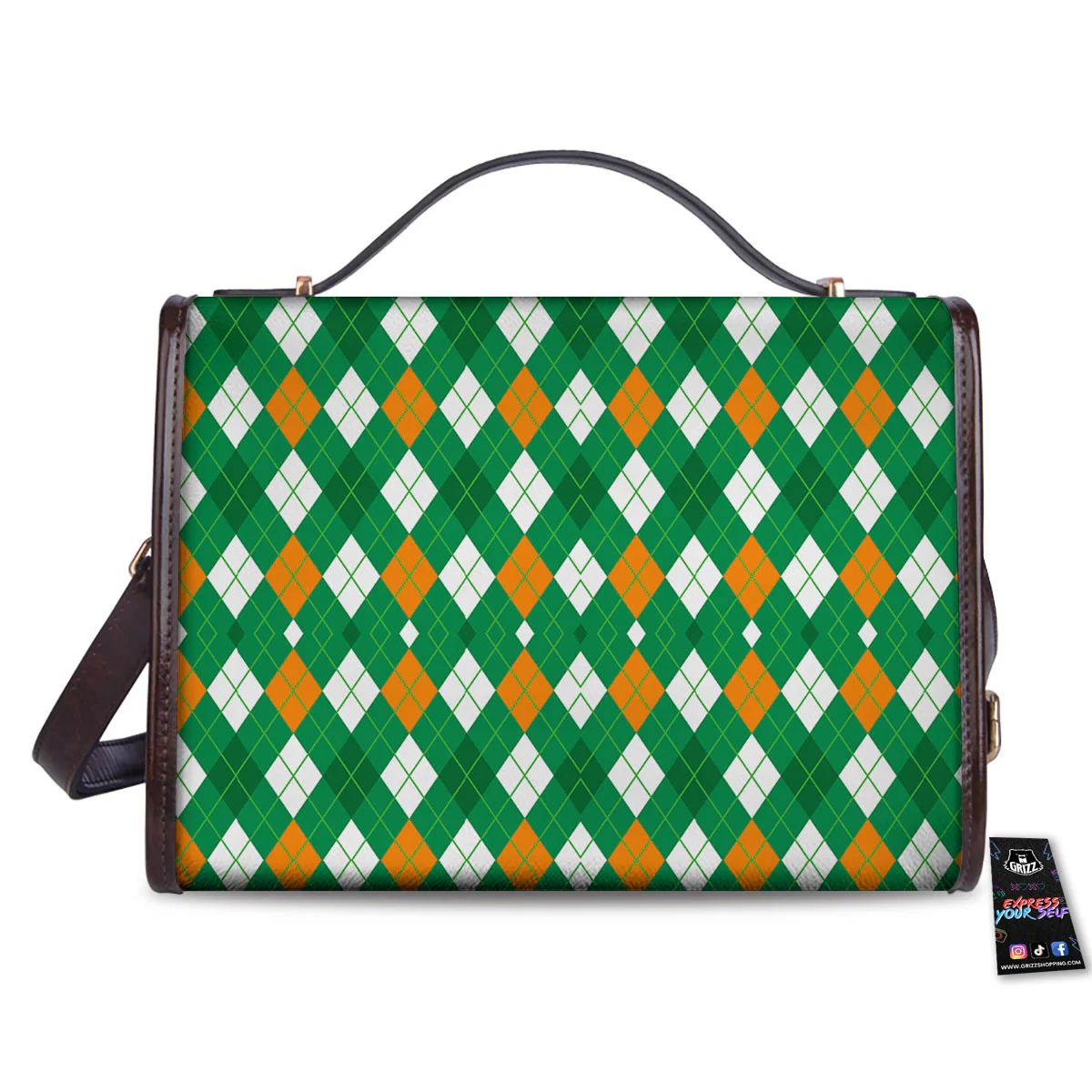 Argyle Irish Print Pattern Women's Satchel Bag - Image 2