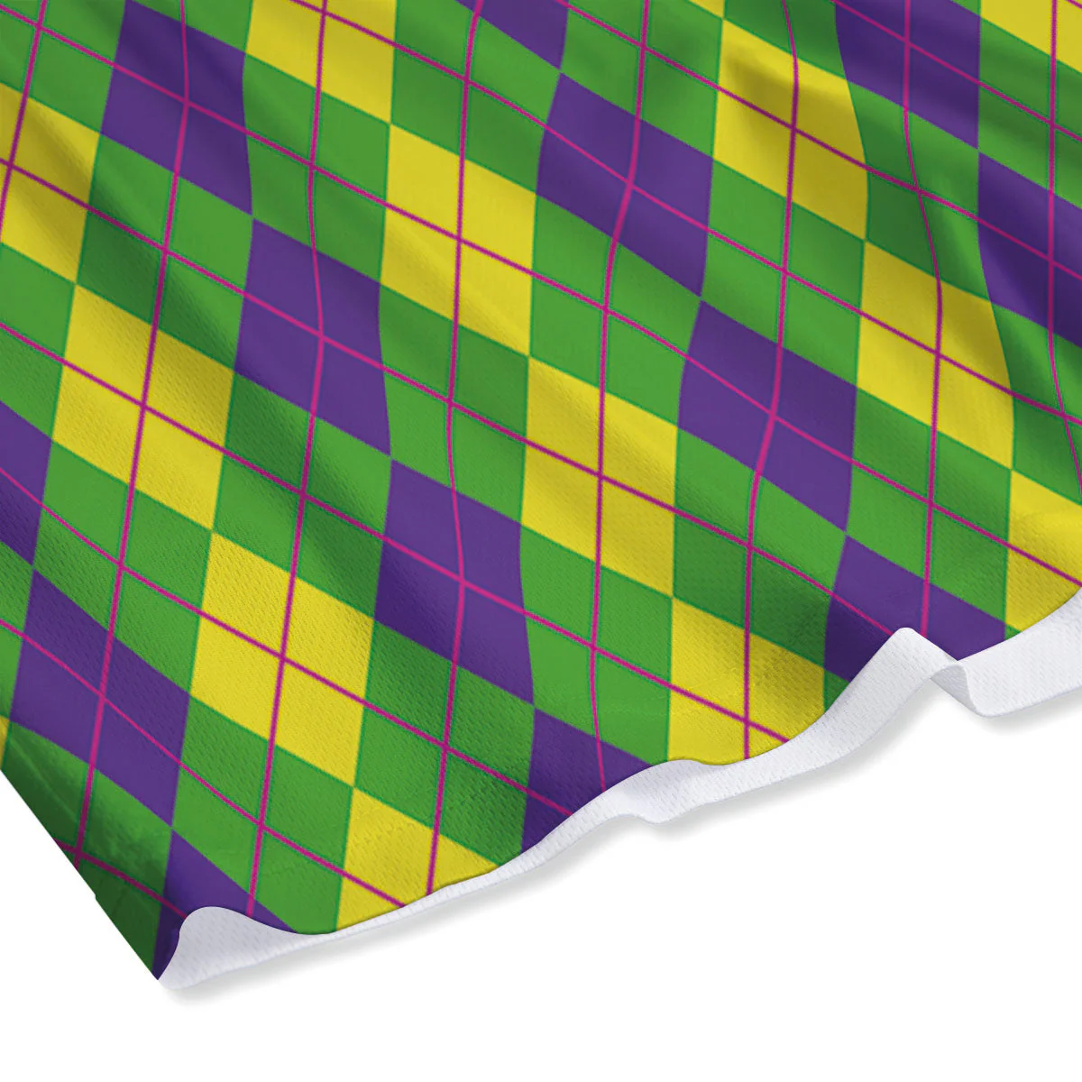 Argyle Mardi Gras Print Pattern Mesh Shorts - Image 4