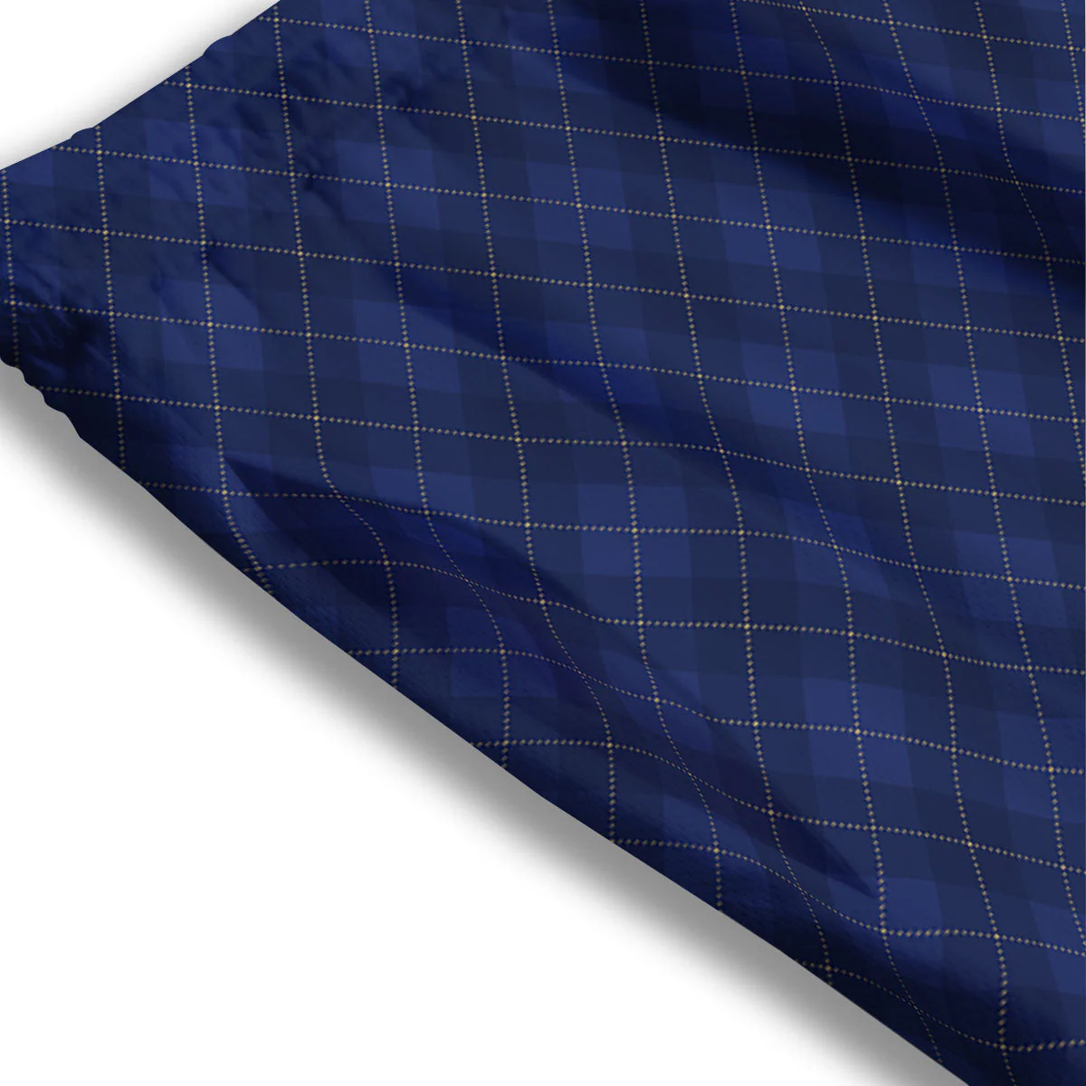 Argyle Navy Blue Print Pattern Mesh Shorts - Image 3