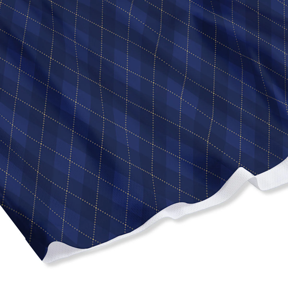 Argyle Navy Blue Print Pattern Mesh Shorts - Image 4