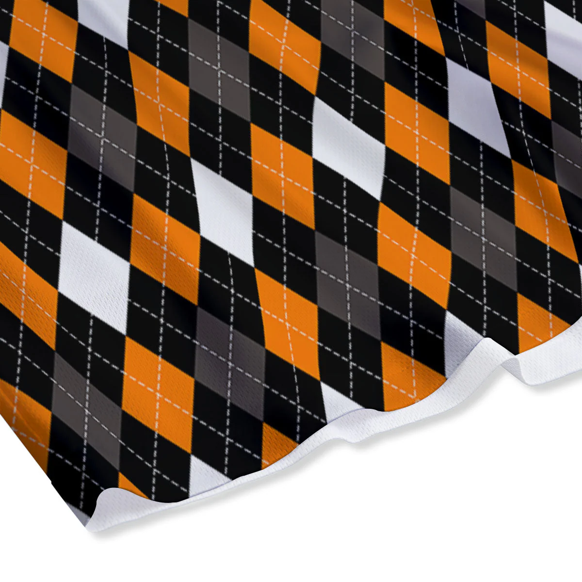 Argyle Orange Black Grey And White Print Mesh Shorts - Image 4