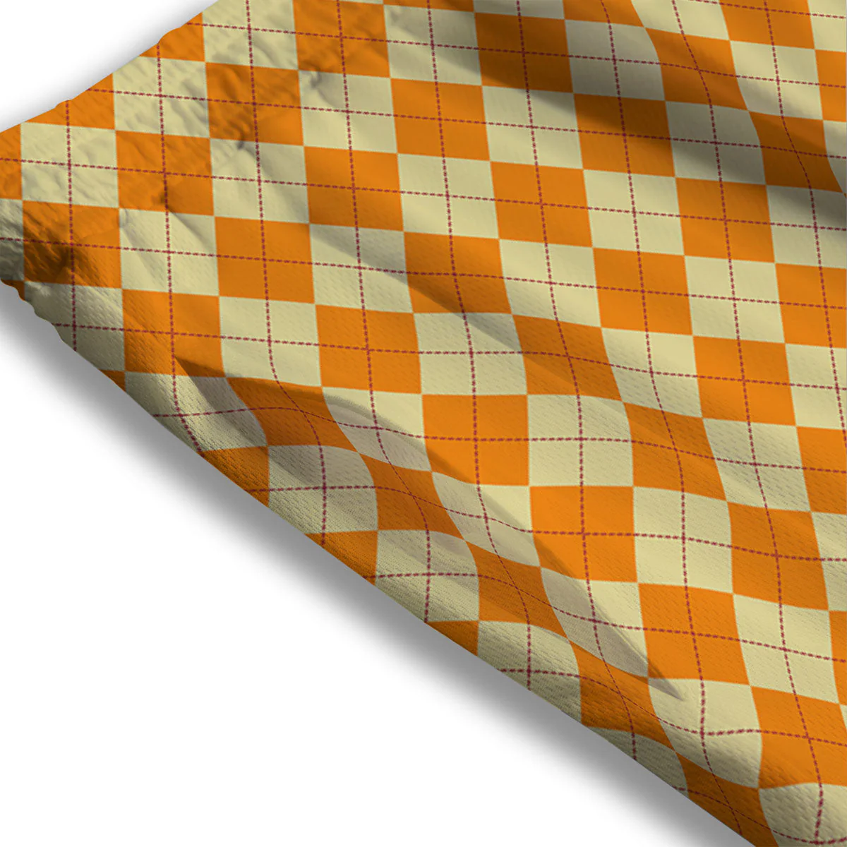Argyle Orange Print Pattern Mesh Shorts - Image 3