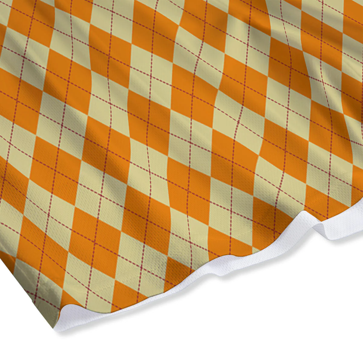 Argyle Orange Print Pattern Mesh Shorts - Image 4