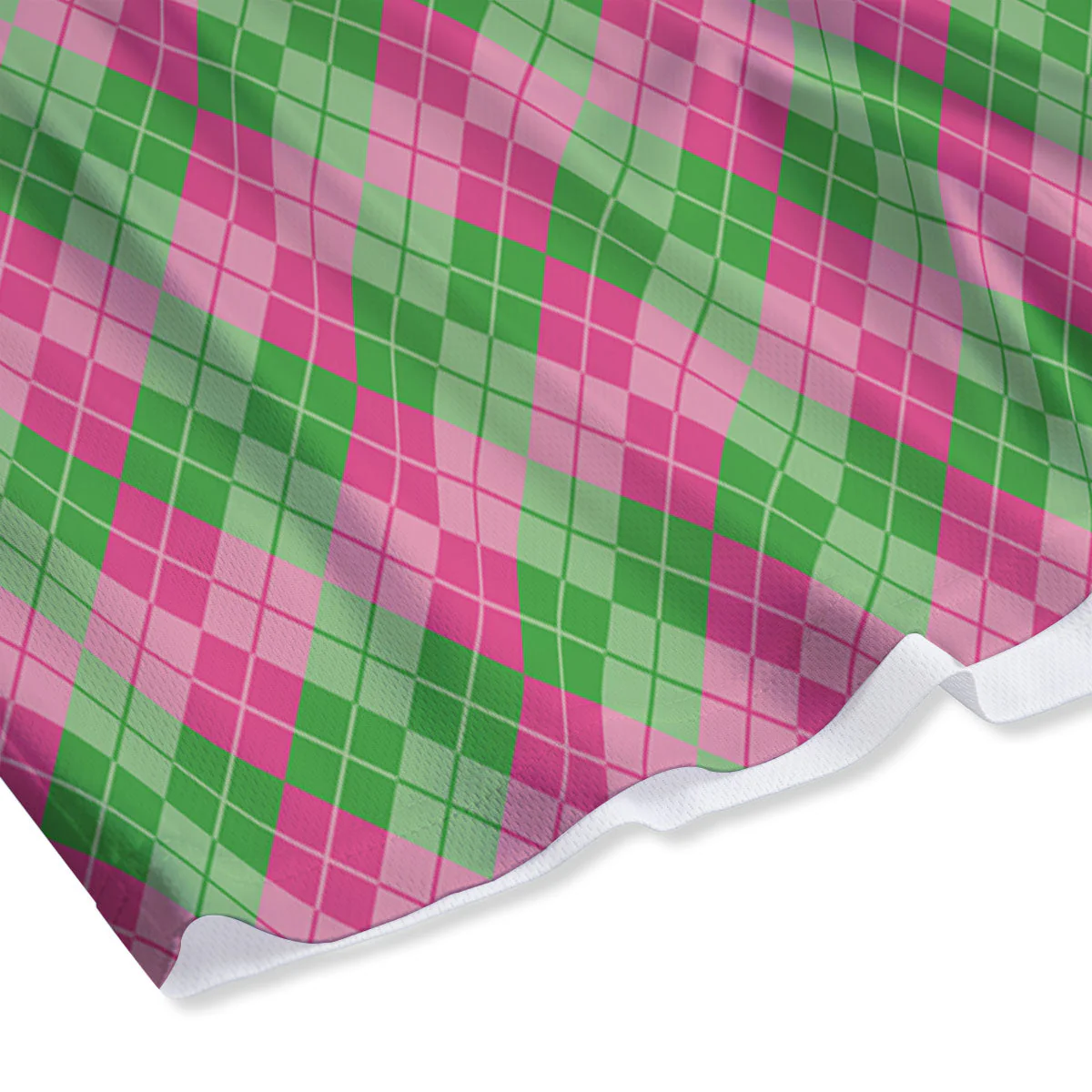 Argyle Pink And Green Print Pattern Mesh Shorts - Image 4