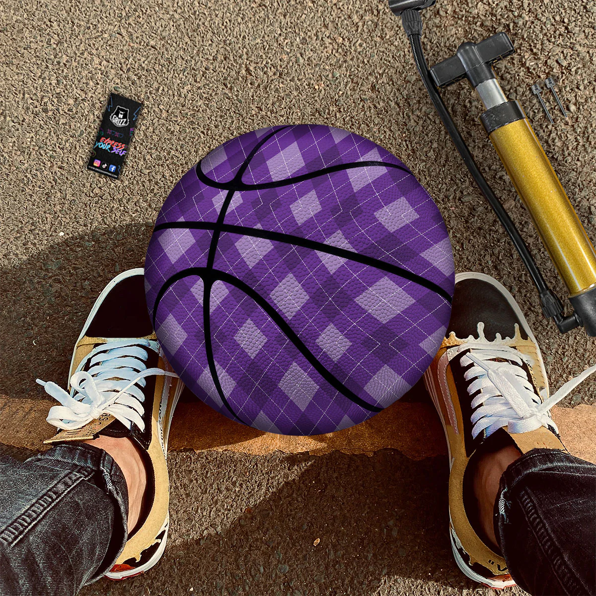 Argyle Purple Print Pattern Basketball - Image 2
