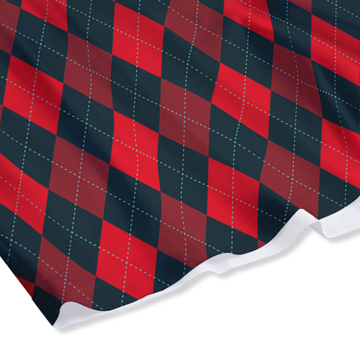 Argyle Red And Black Print Pattern Mesh Shorts - Image 4