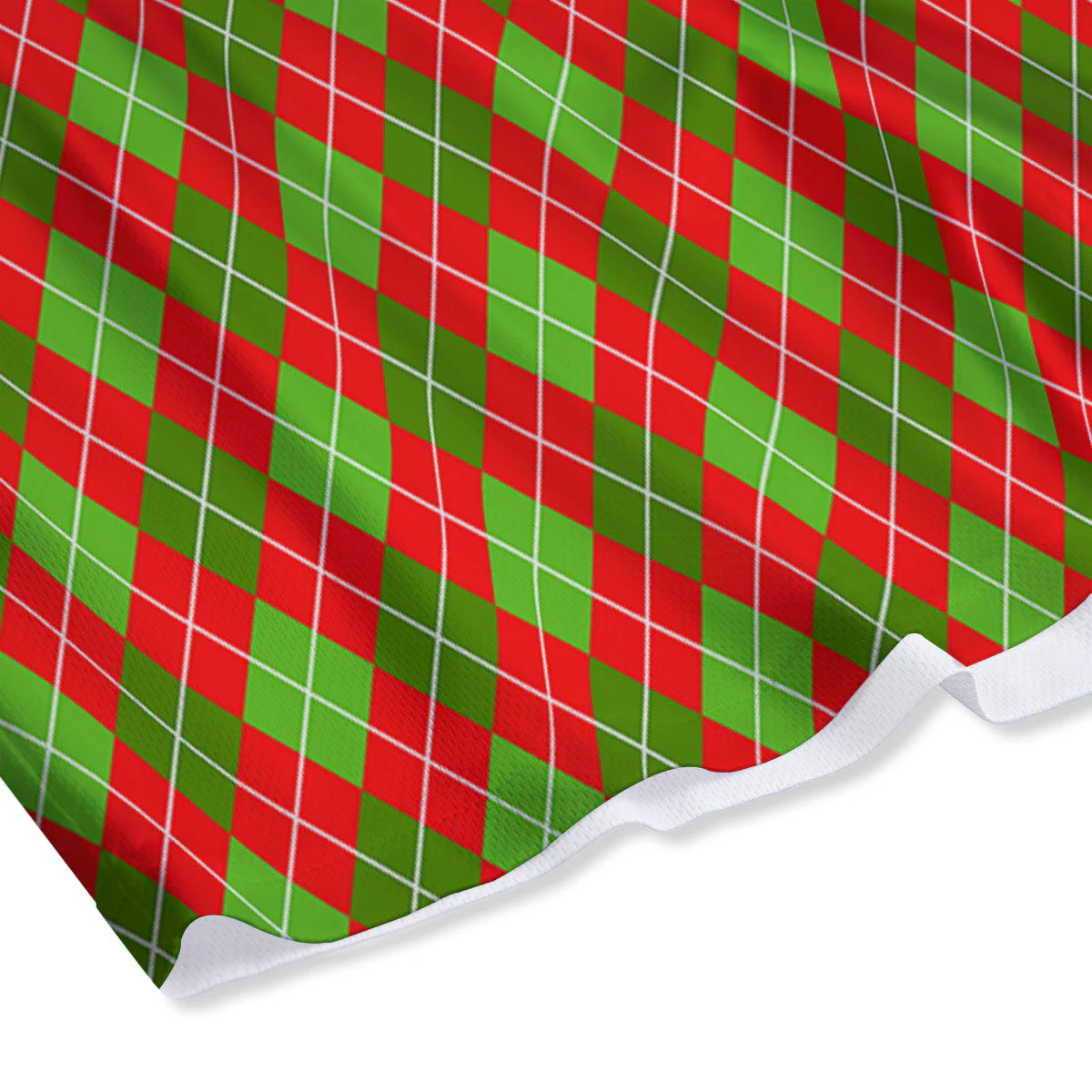 Argyle Red And Green Print Pattern Mesh Shorts - Image 4