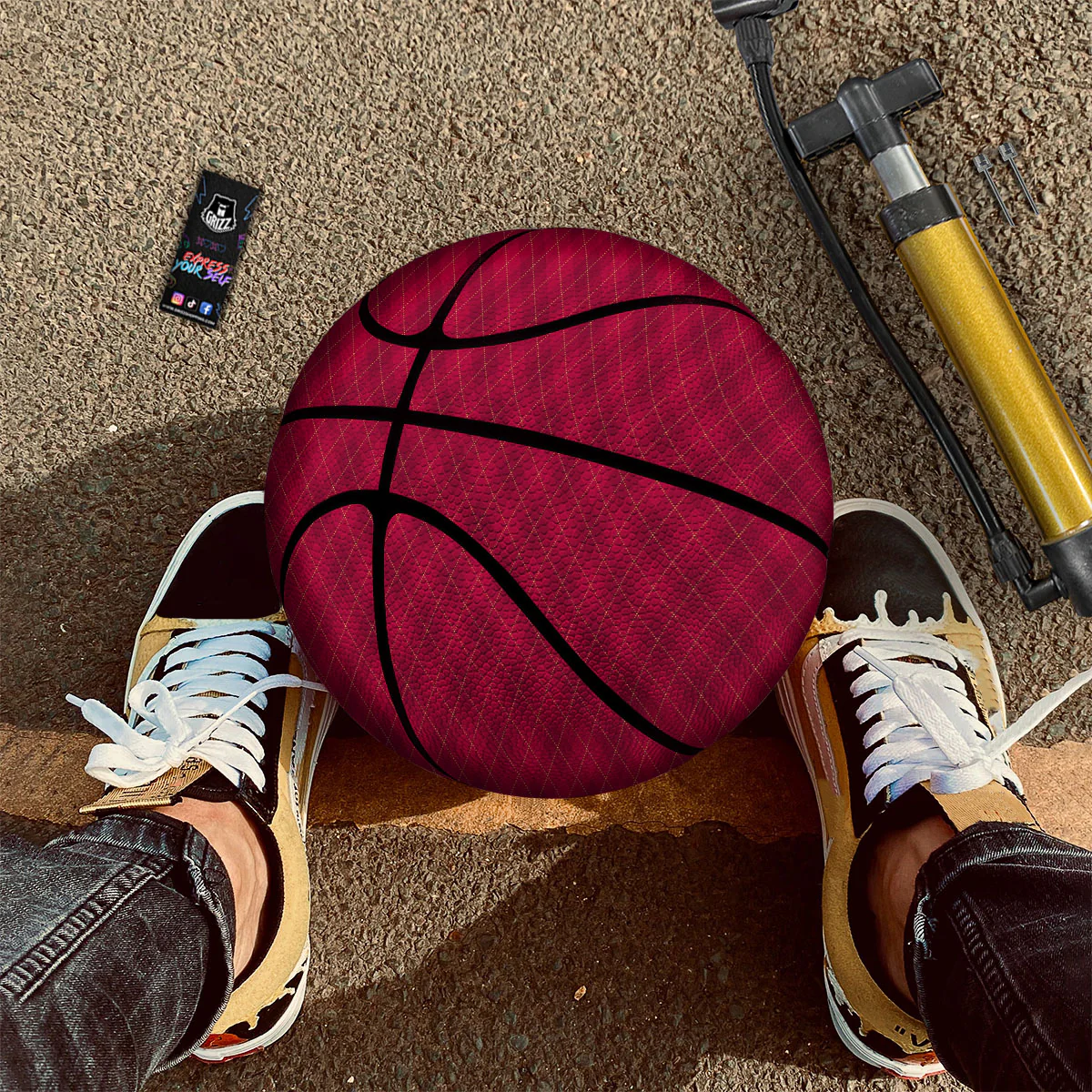 Argyle Red Print Pattern Basketball - Image 2