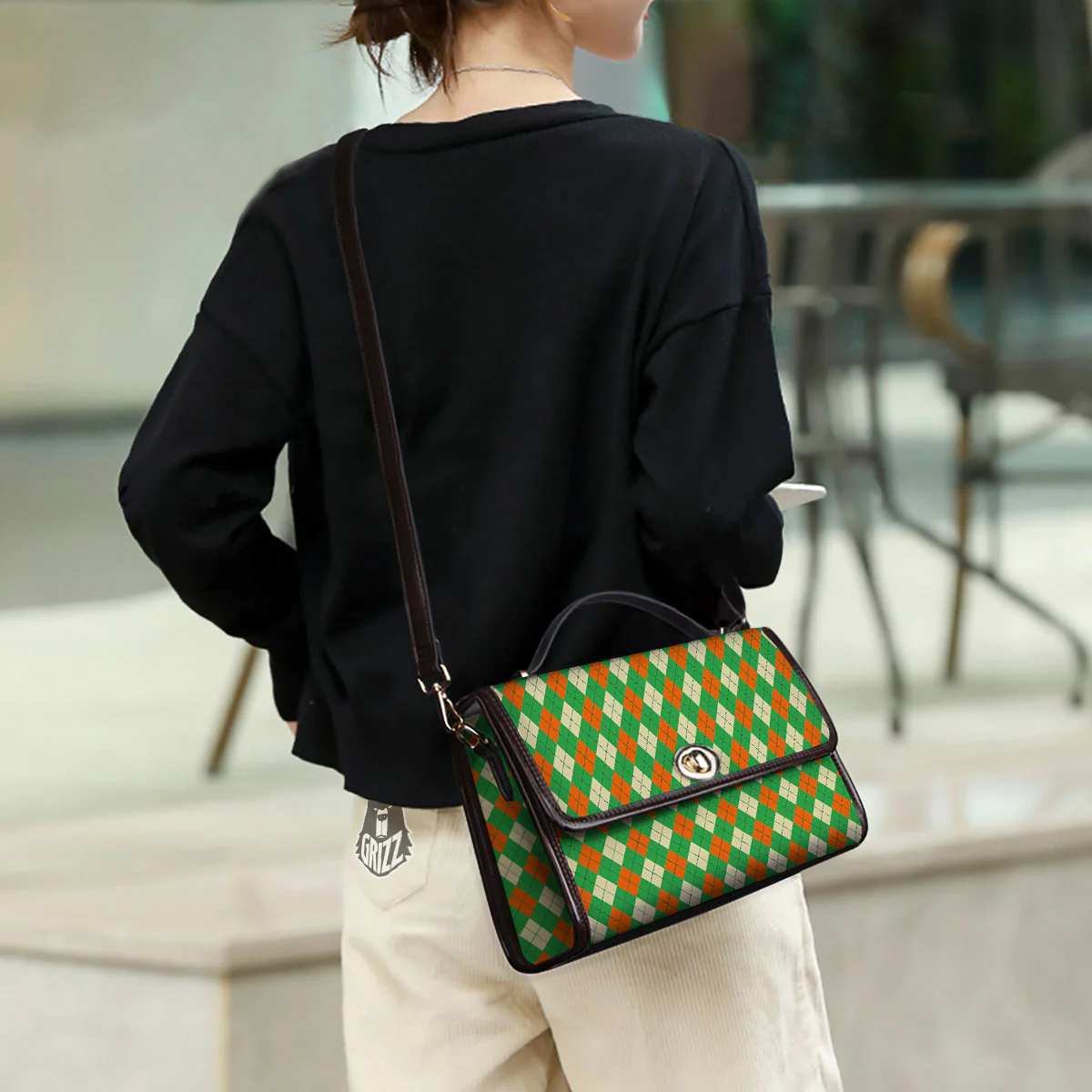 Argyle Saint Patrick's Day Print Pattern Women's Satchel Bag - Image 3