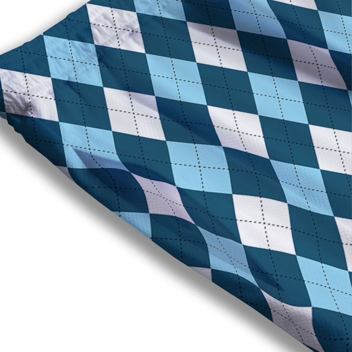 Argyle Soft Blue Print Pattern Mesh Shorts - Image 3