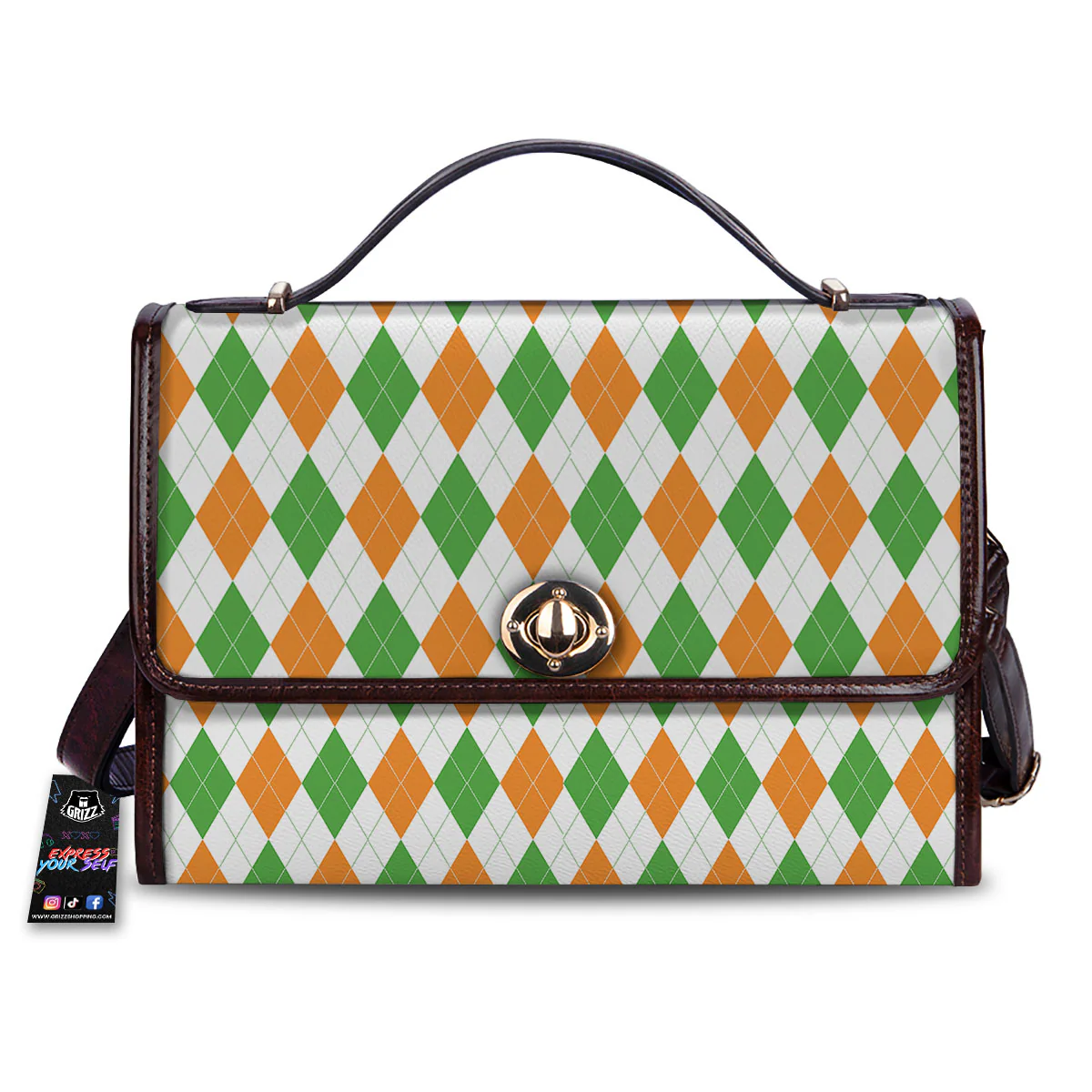 Argyle St Patrick's Day Print Pattern Women's Satchel Bag