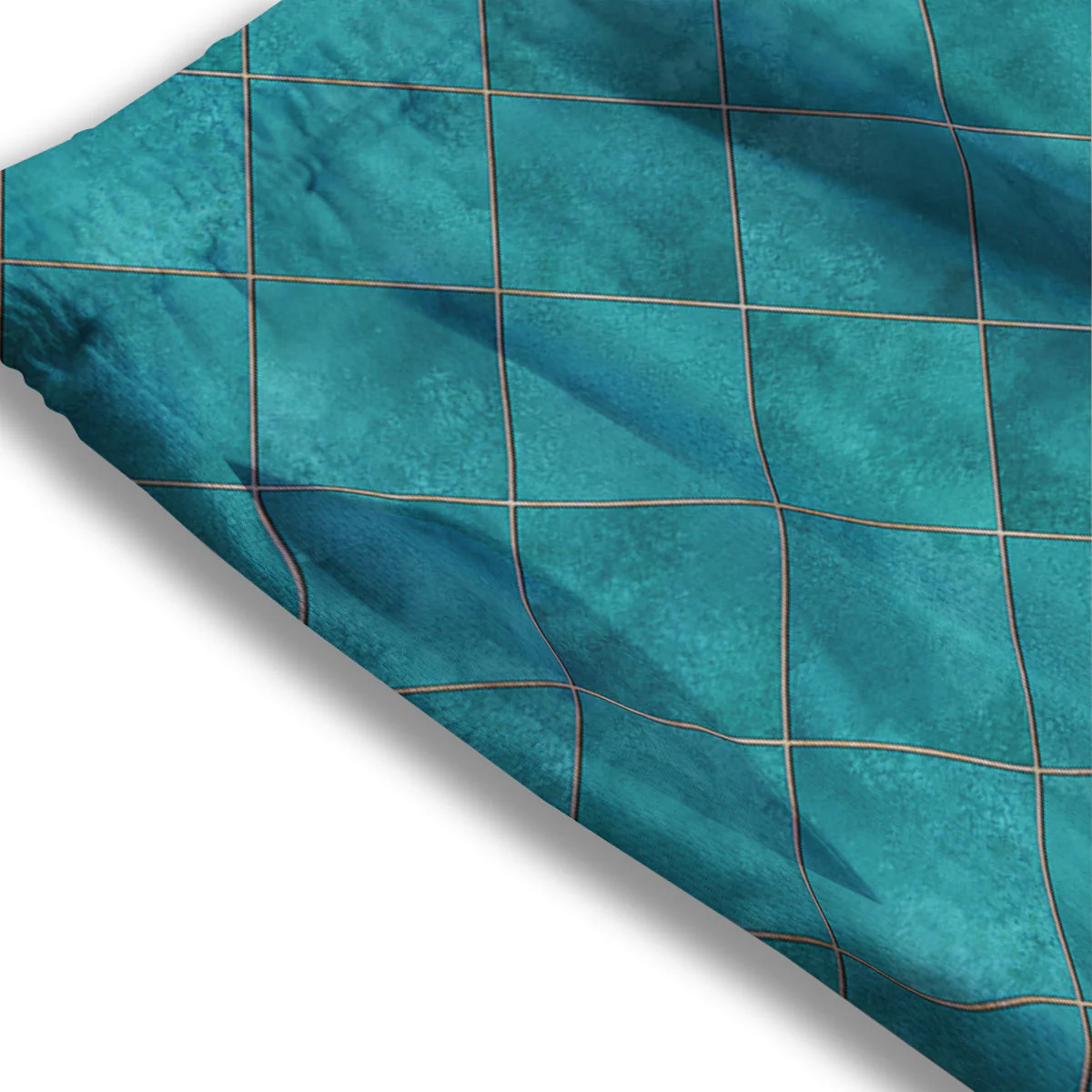 Argyle Turquoise Print Pattern Mesh Shorts - Image 3
