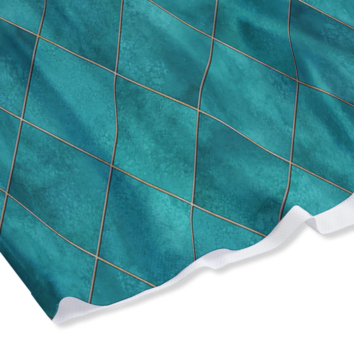 Argyle Turquoise Print Pattern Mesh Shorts - Image 4