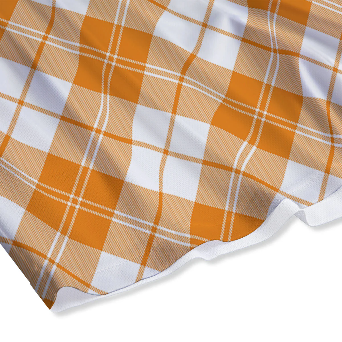 Argyle White And Orange Print Pattern Mesh Shorts - Image 4