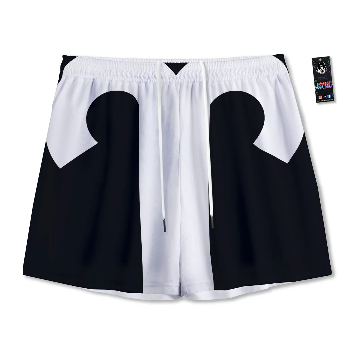 Aries Sign White And Black Print Mesh Shorts