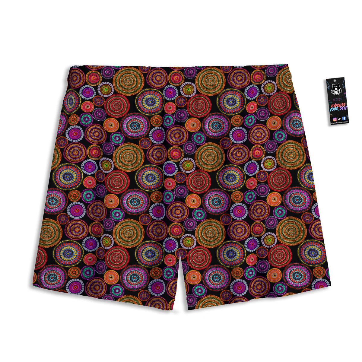 Art Australian Aboriginal Print Pattern Mesh Shorts - Image 2