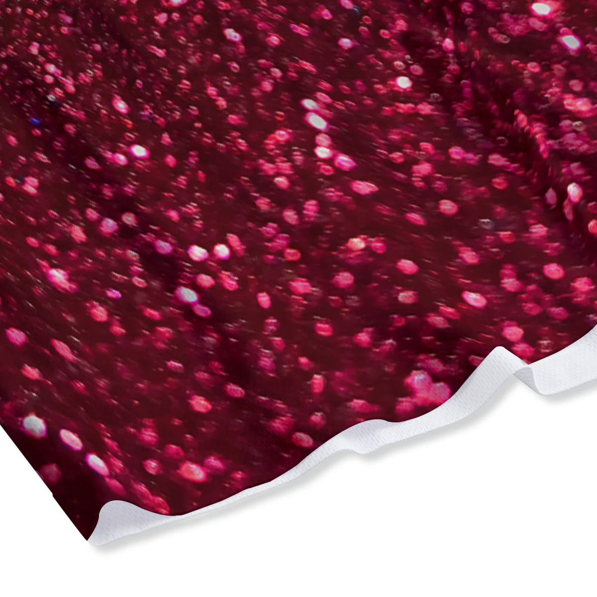 Artwork Burgundy Glitter Print Mesh Shorts - Image 4