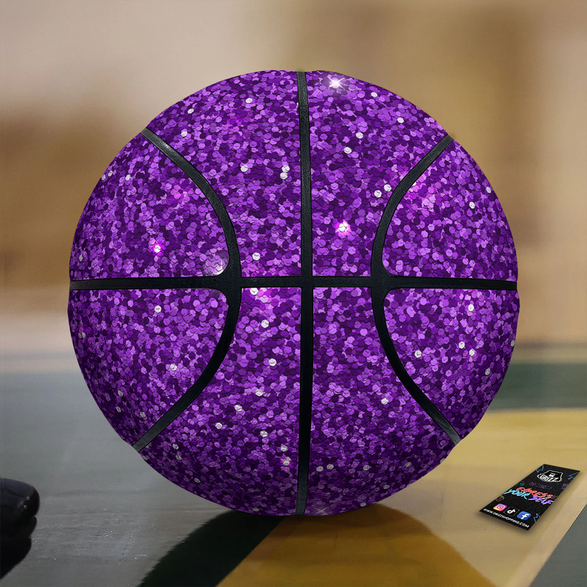 Artwork Glitter Purple Print Basketball