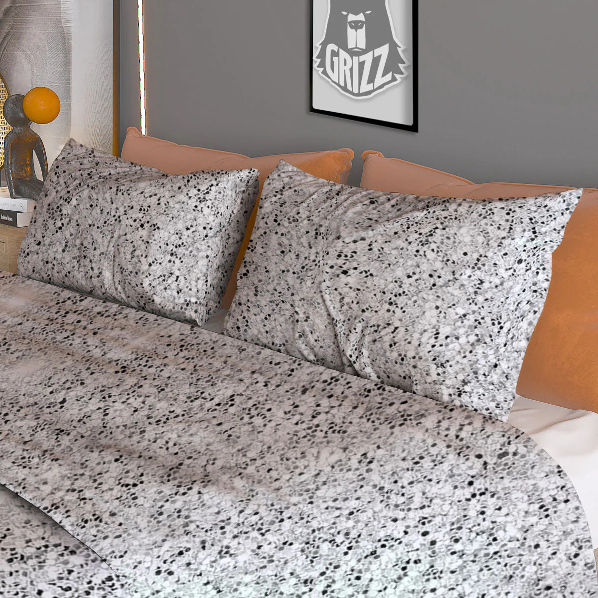 Artwork Glitter Silver Print Duvet Cover Bedding Set - Image 3