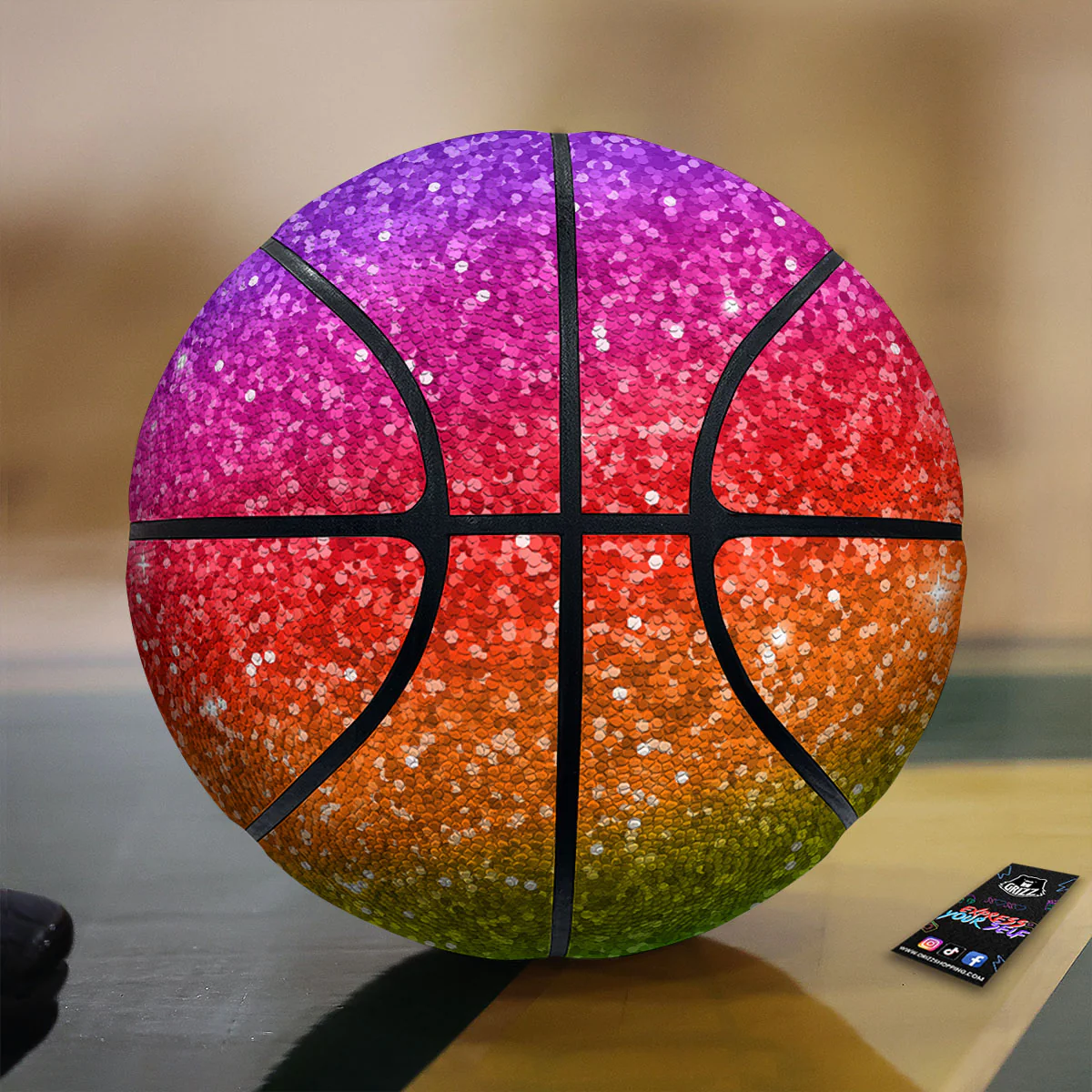 Artwork Rainbow Glitter Print Basketball