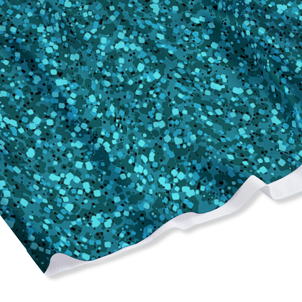 Artwork Turquoise Glitter Print Pattern Mesh Shorts - Image 4