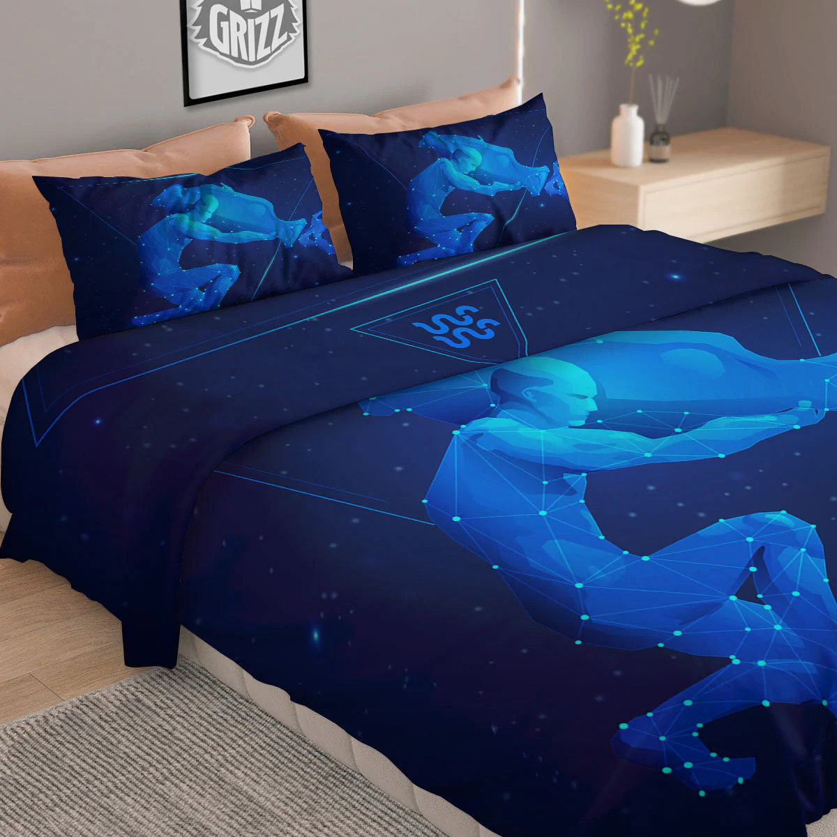 Astrological And Aquarius Signs Print Duvet Cover Bedding Set - Image 2