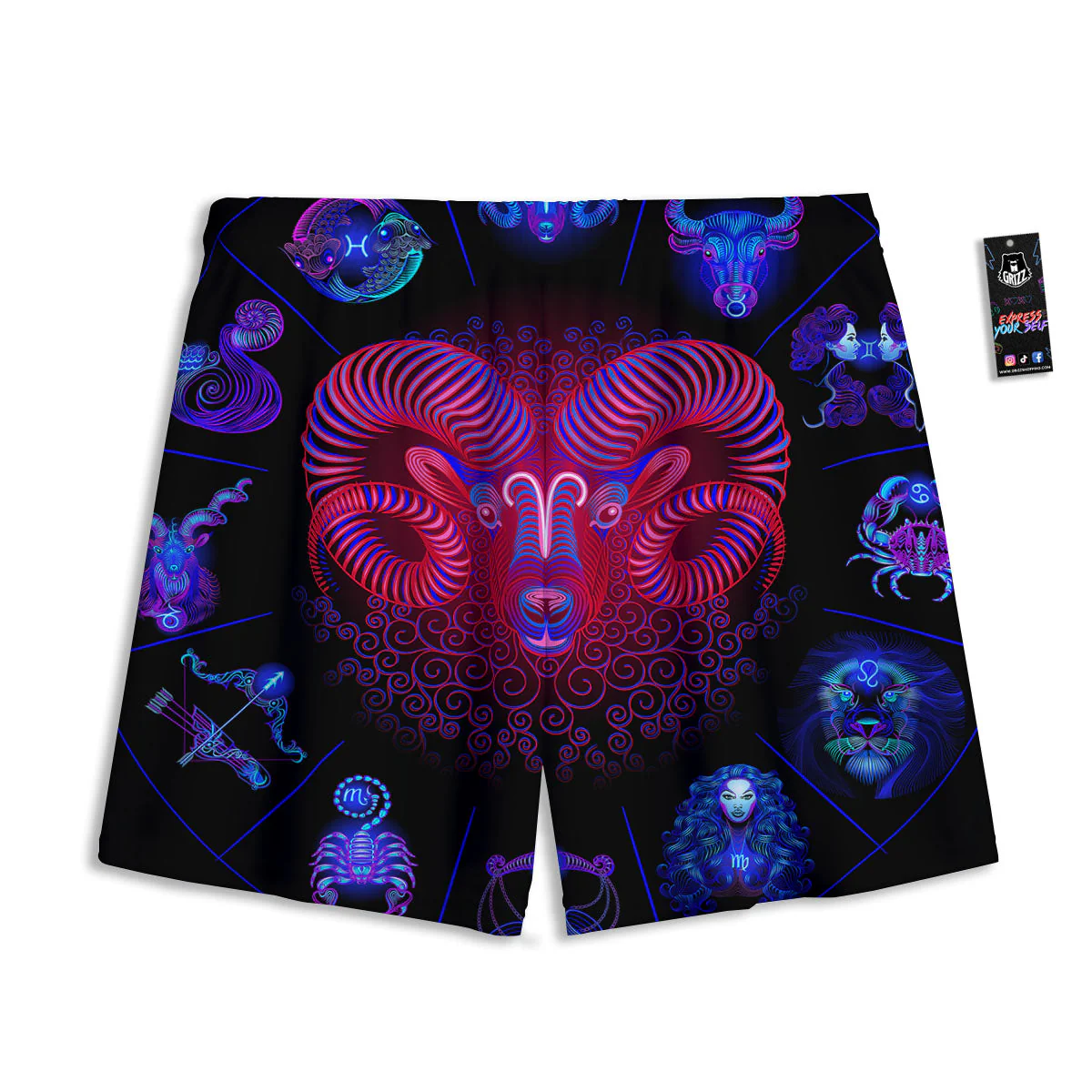 Astrological And Aries Signs Print Mesh Shorts - Image 2