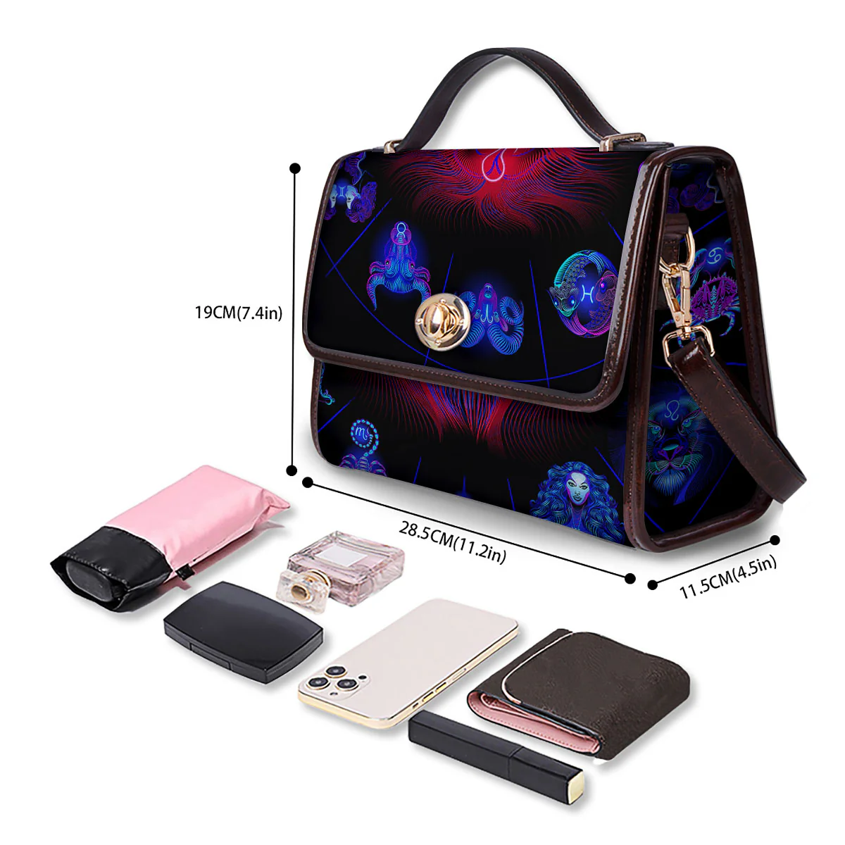 Astrological Leo Signs Leo Print Women's Satchel Bag - Image 4