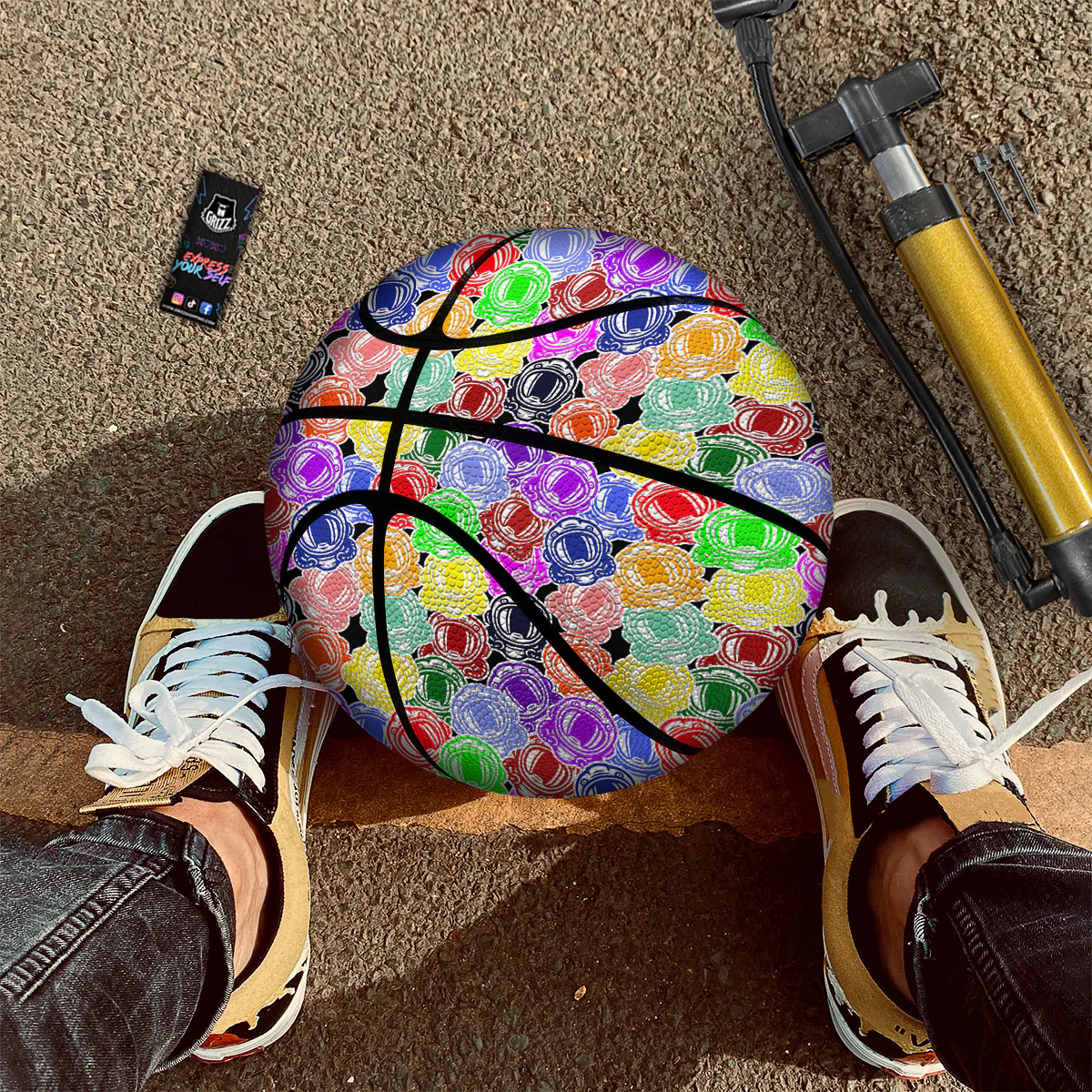 Astronaut Helmet Colorful Print Pattern Basketball - Image 2