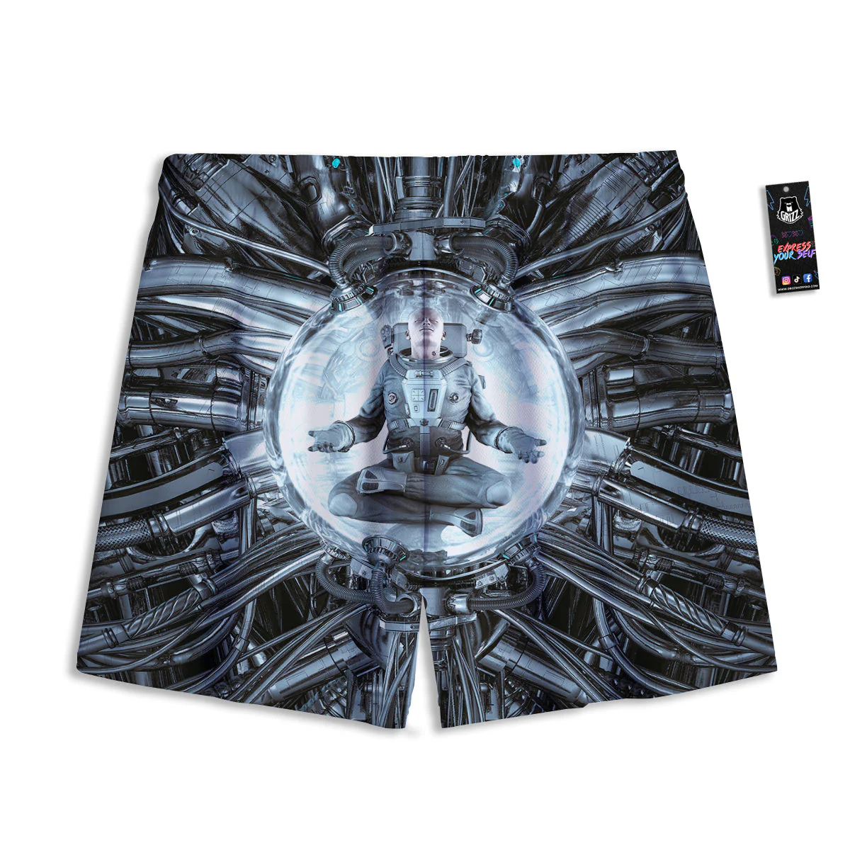 Astronaut In Machine Print Mesh Shorts - Image 2
