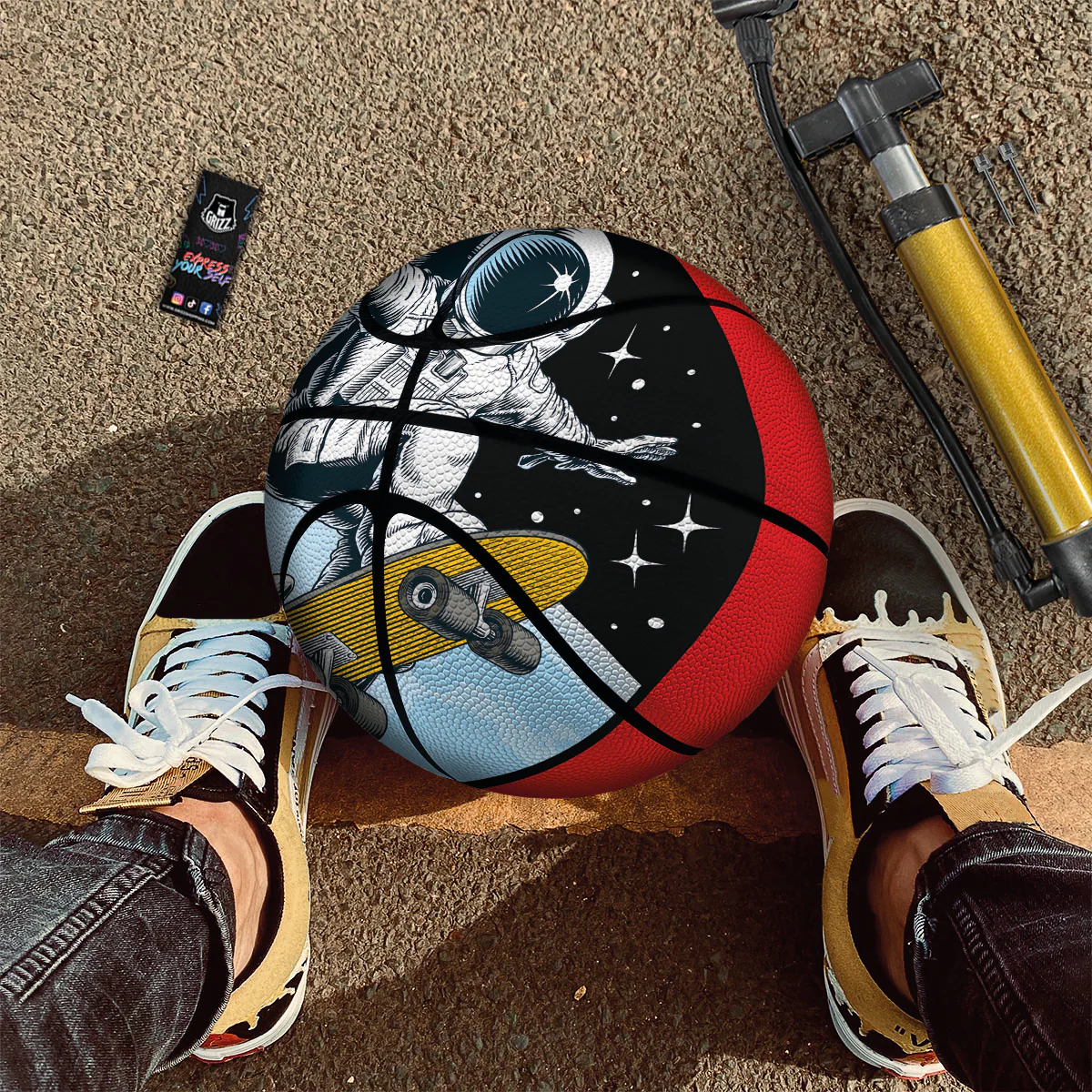 Astronaut Skateboard Print Basketball - Image 2