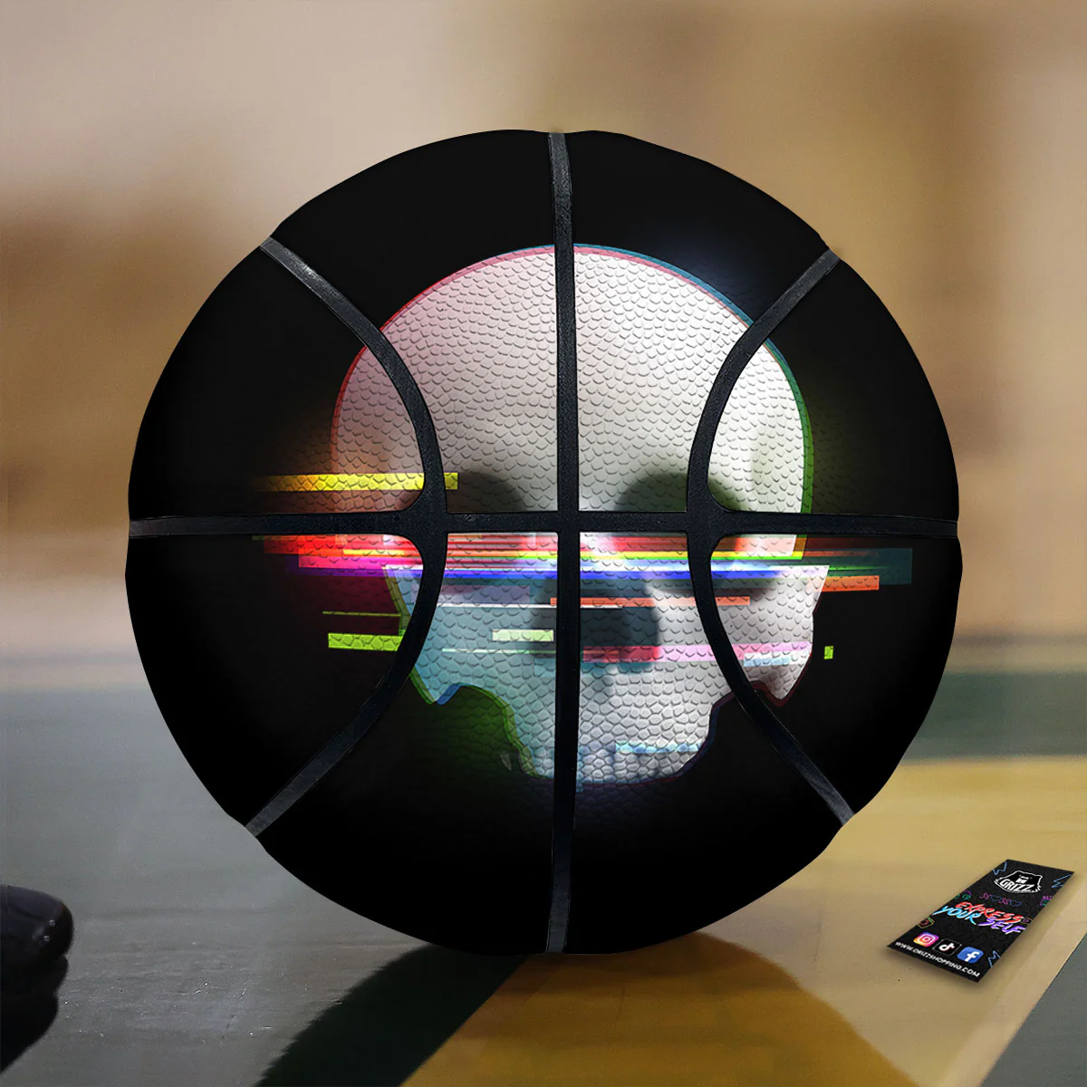 Astronaut Skull Digital Glitch Print Basketball