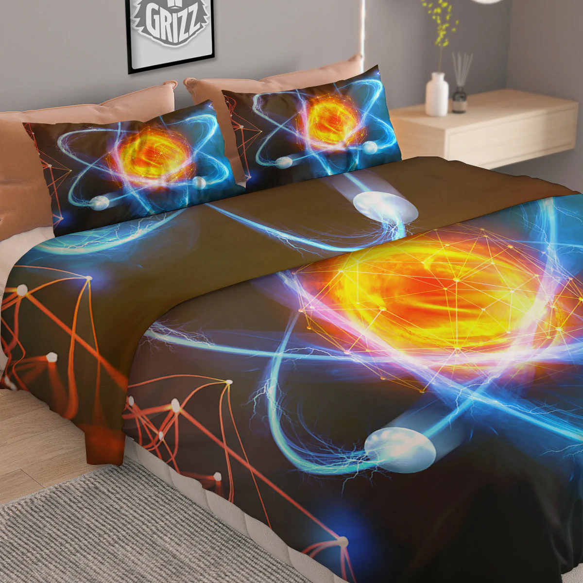 Atomic Structure Print Duvet Cover Bedding Set - Image 2