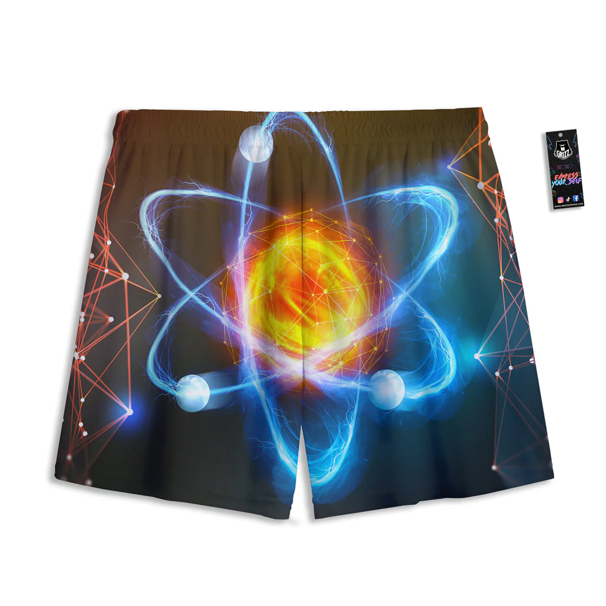 Atomic Structure Print Mesh Shorts - Image 2