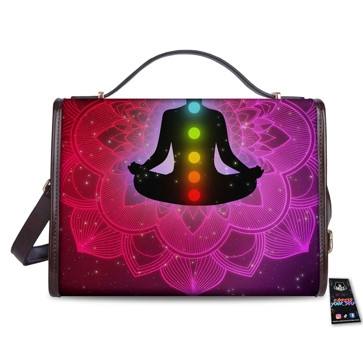 Aura Mandala Chakras Print Women's Satchel Bag - Image 2
