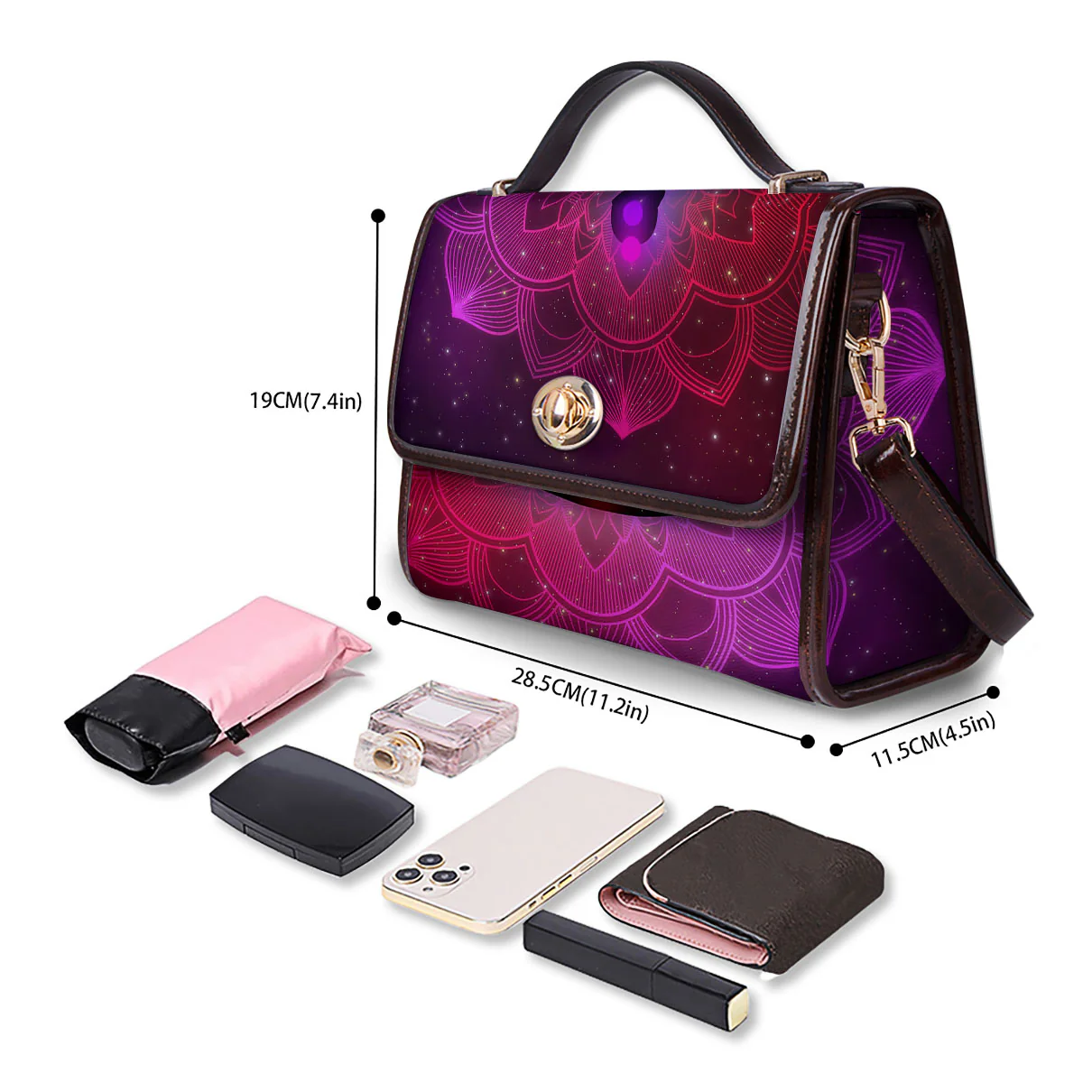 Aura Mandala Chakras Print Women's Satchel Bag - Image 4