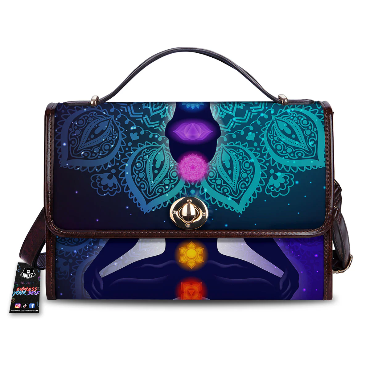Aura Nine Chakras Print Women's Satchel Bag