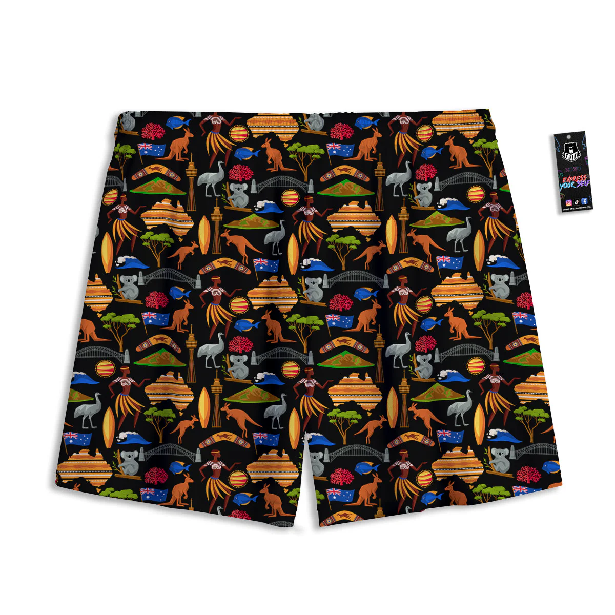 Australia Symbols Print Pattern Mesh Shorts - Image 2