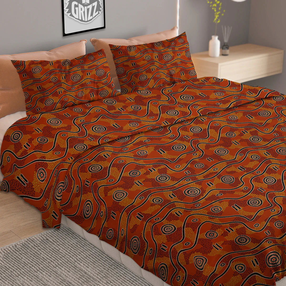 Australian Aboriginal Print Pattern Duvet Cover Bedding Set - Image 2