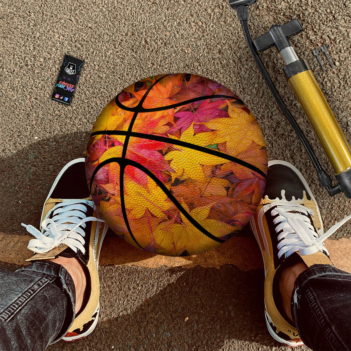 Autumn Leaves Print Basketball - Image 2