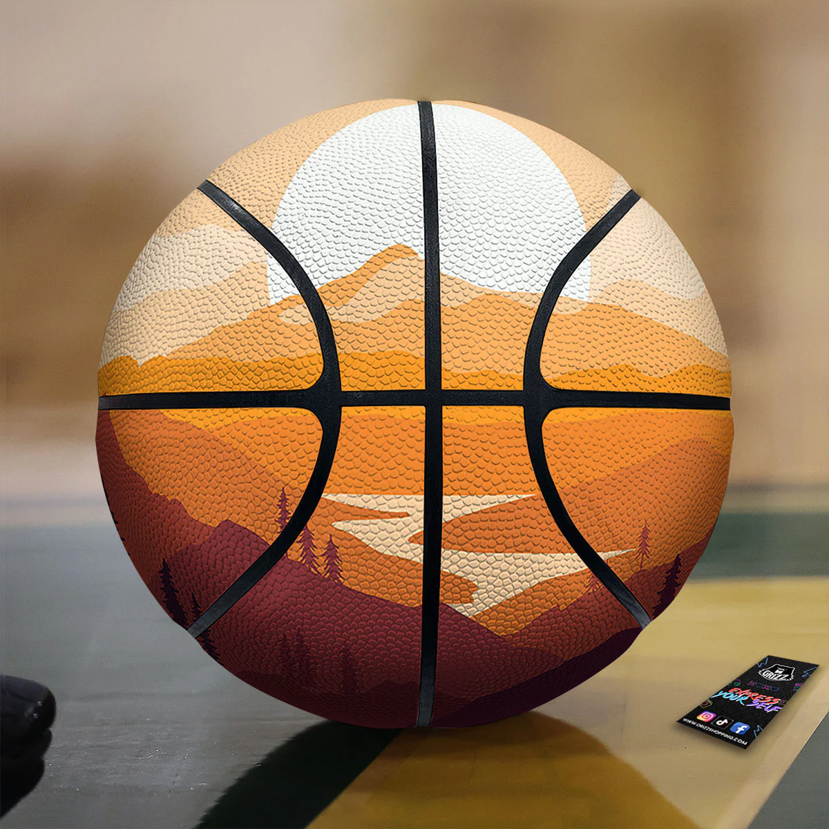 Autumn Mountains Sunset Print Basketball