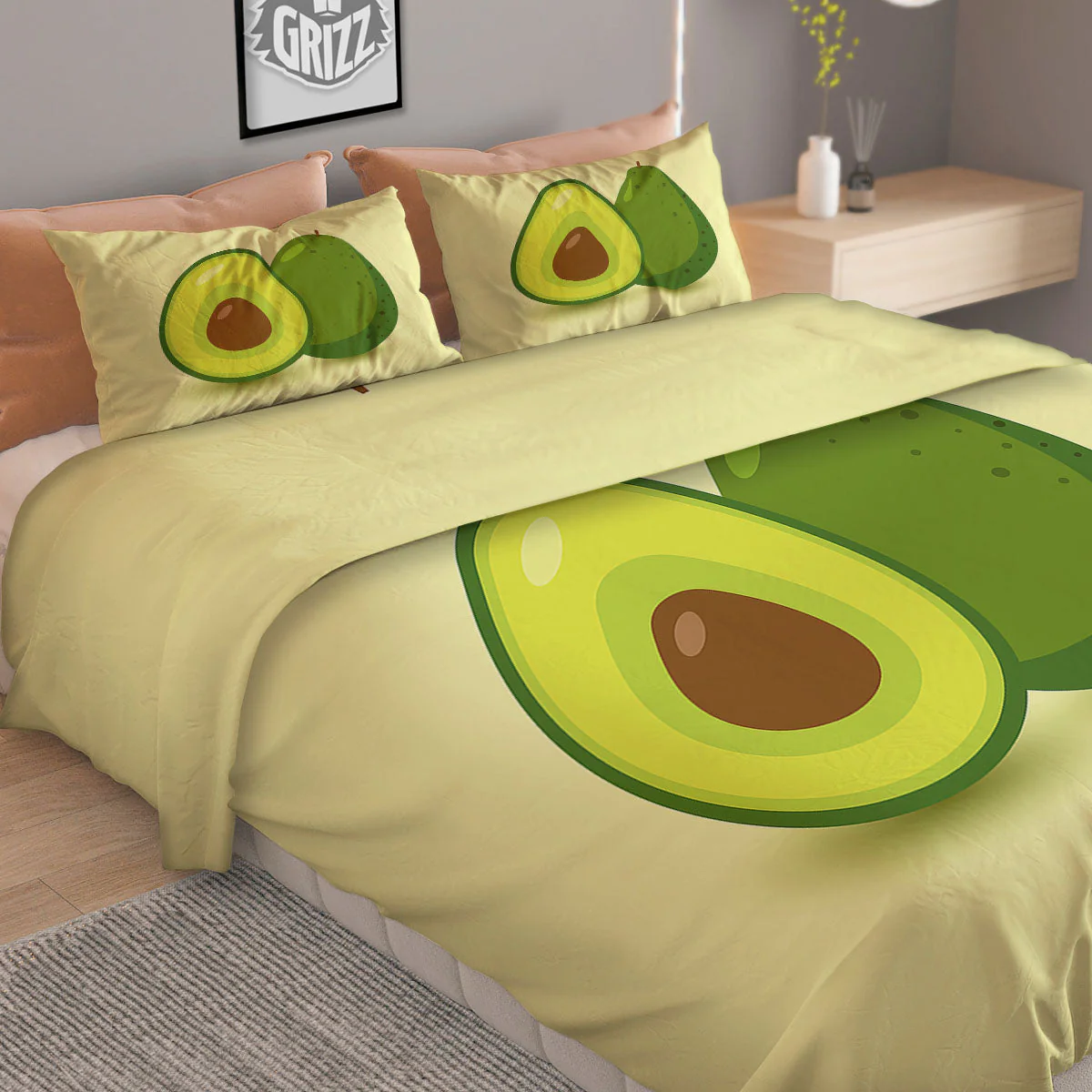 Avocado Green Print Duvet Cover Bedding Set - Image 2