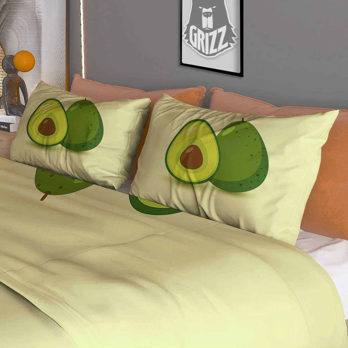 Avocado Green Print Duvet Cover Bedding Set - Image 3